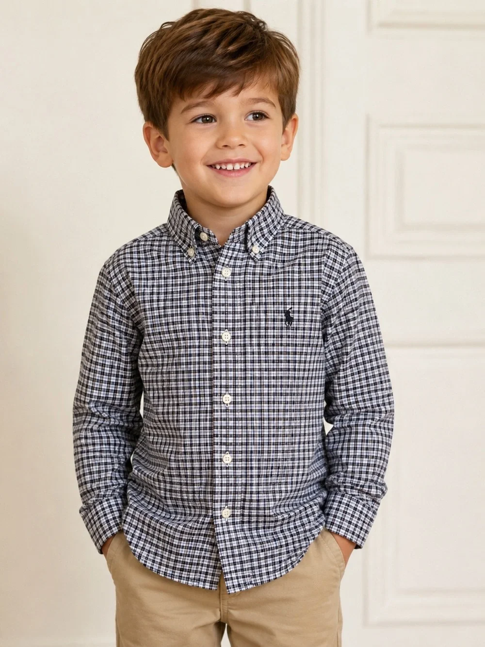 Polo by Ralph Lauren Boys'  Check Button-Down Shirt. 4T